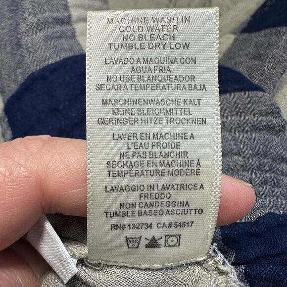 Cloth & Stone Blue Gingham Plaid Knotted High Low Blouse Large - Picture 10 of 11